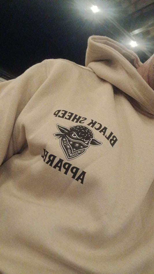 Hoodie Black and Beige with back and front print