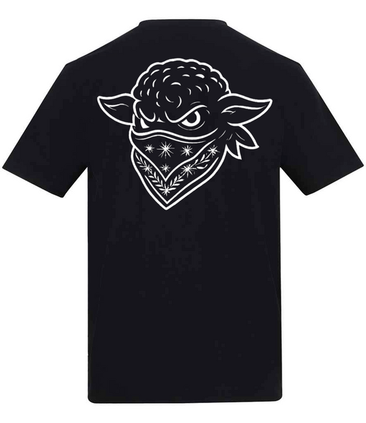 TEE BLACK/WHITE FRONT AND BACK PRINTS