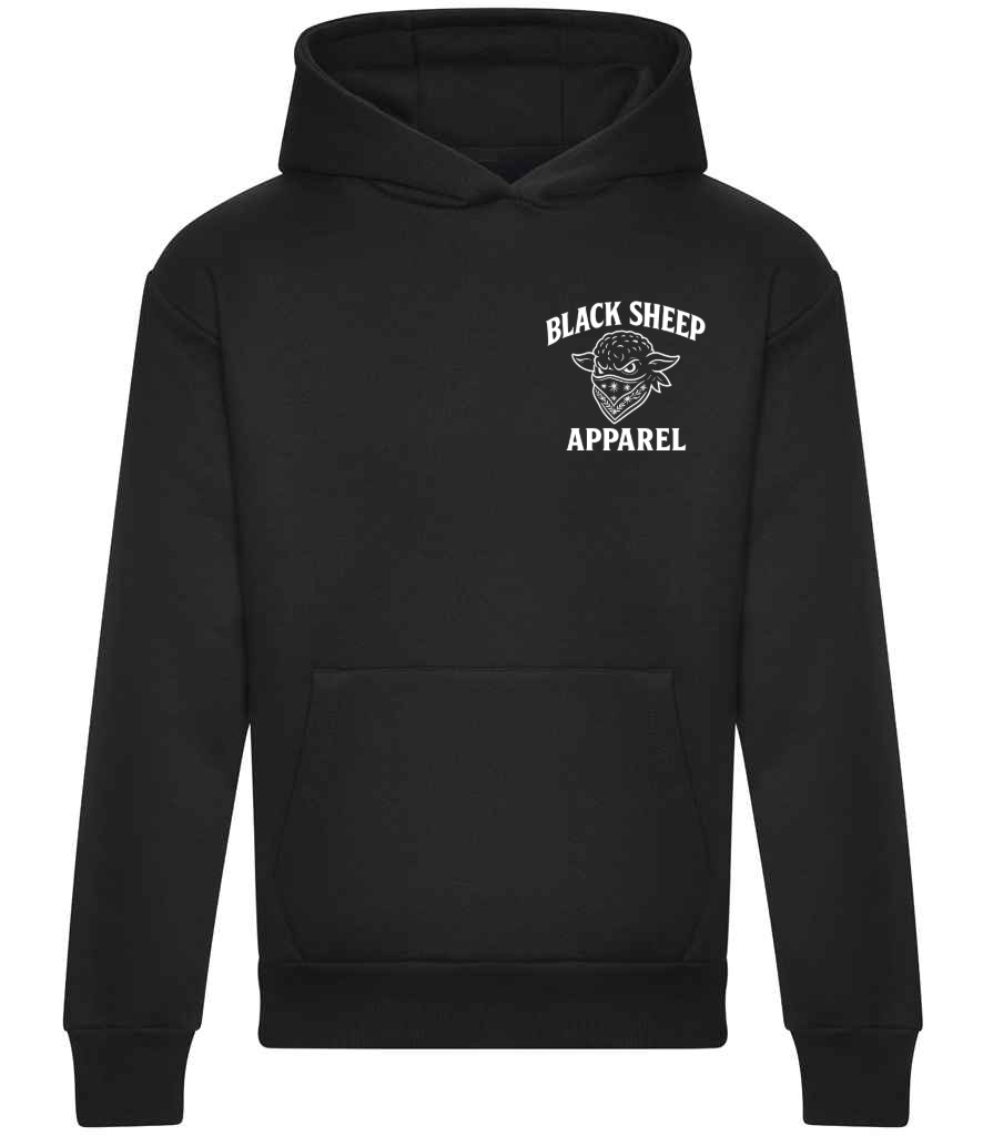 HOODIE BLACK/BEIGE JUST FRONT PRINT