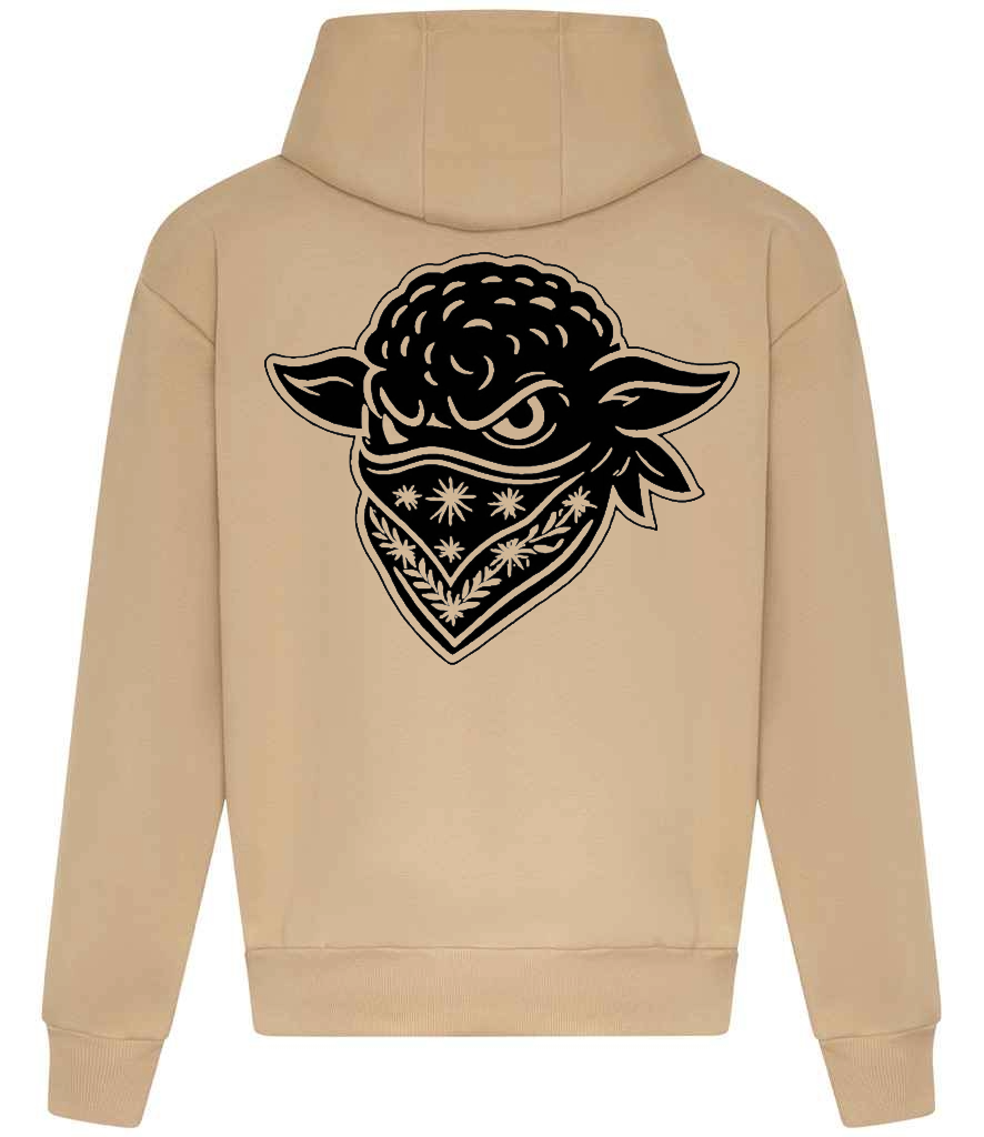 Hoodie Black and Beige with back and front print