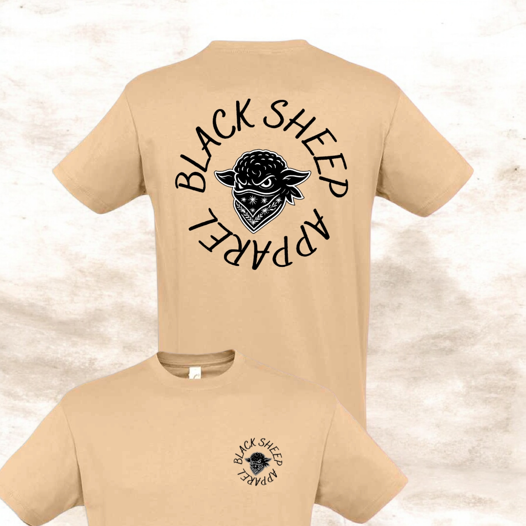 Round logo white, black and beige Tee