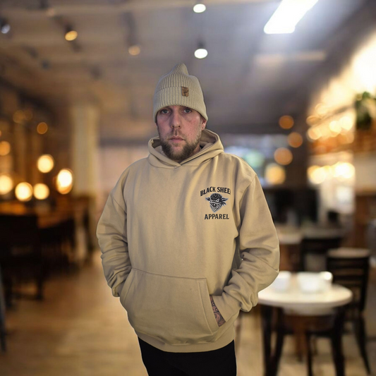 HOODIE BLACK/BEIGE FRONT AND BACK PRINT