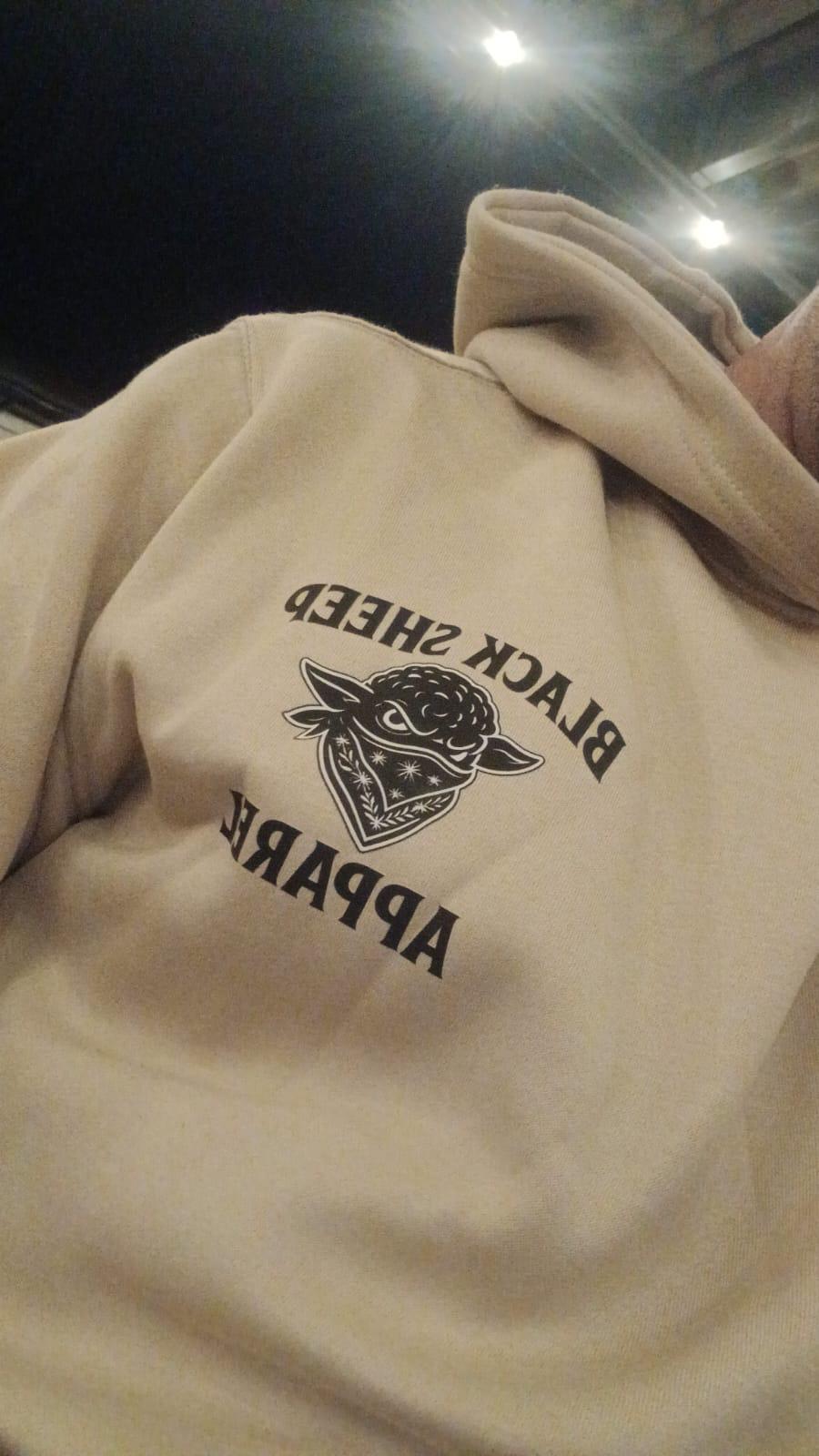 Black or Beige hood front print