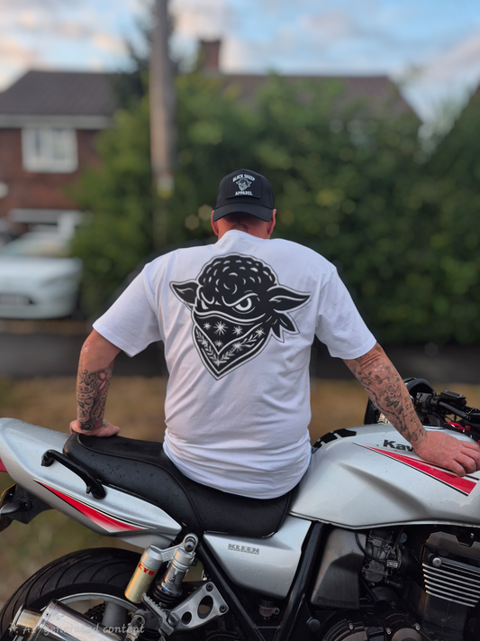 TEE BLACK/WHITE FRONT AND BACK PRINTS