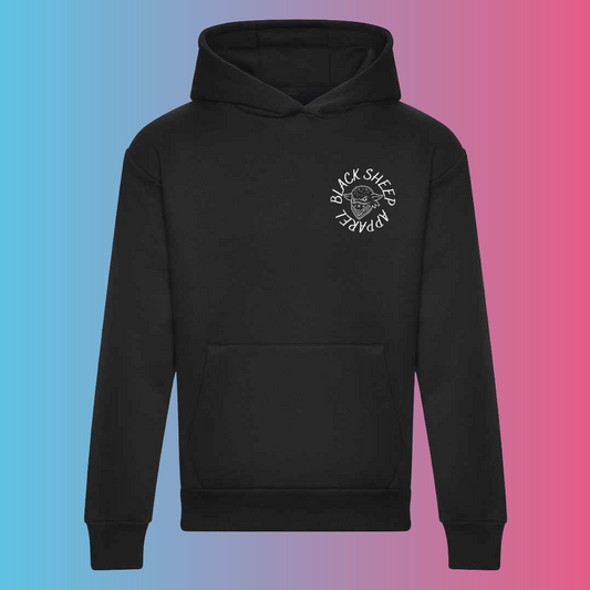 HOODIE BLACK/BEIGE JUST FRONT PRINT