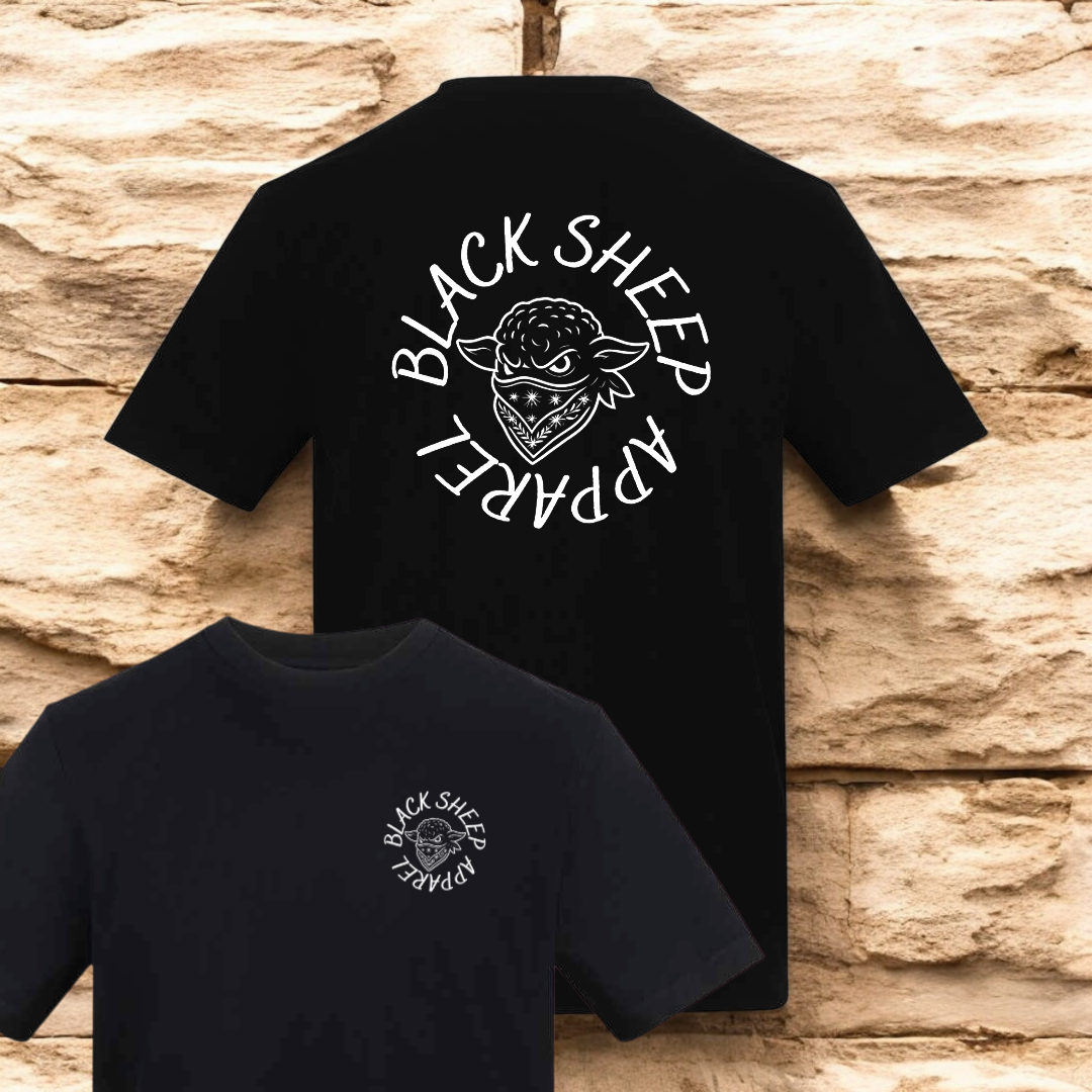 Round logo white, black and beige Tee