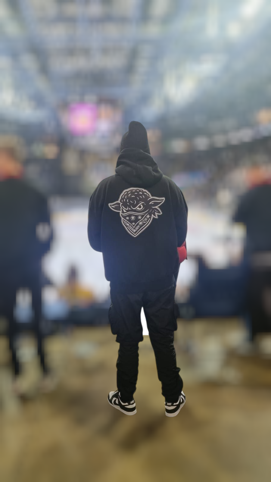 HOODIE BLACK/BEIGE FRONT AND BACK PRINT