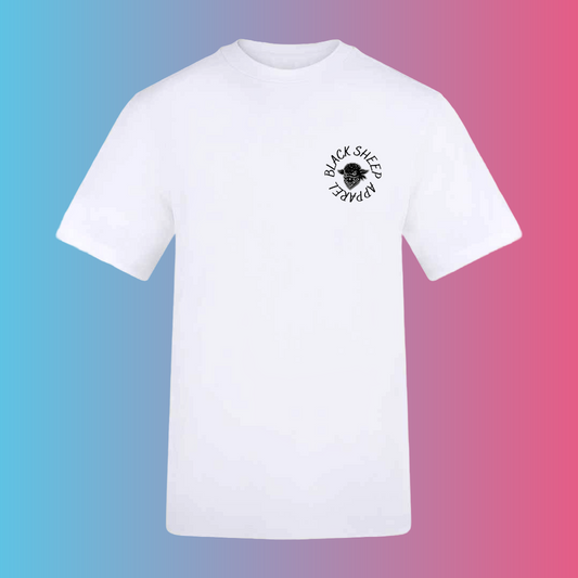 Sadness Tee pink logo front and back